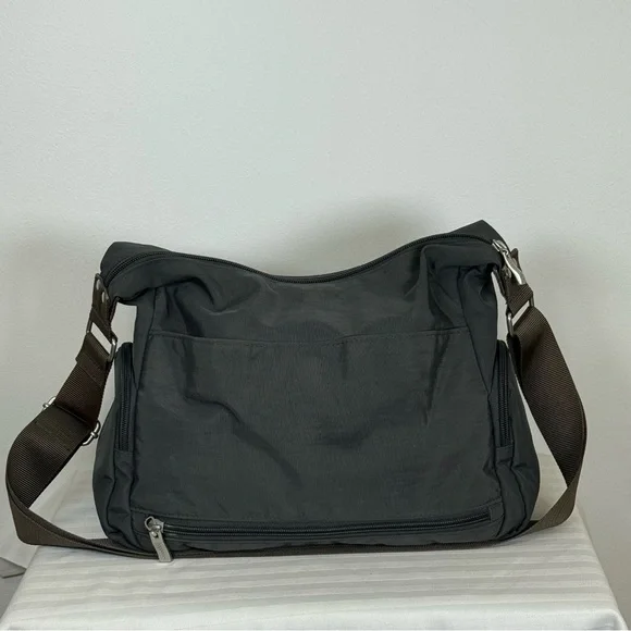 Baggallini ‘Everywhere’ Bag Charcoal Gray Bright Pink Lining Adjustable Strap - Picture 6 of 16